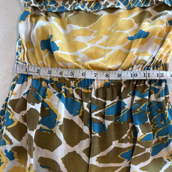 Postella Strapless Summer 100% Silk Dress – Size L, Yellow Multicolor - Picture 6 of 10